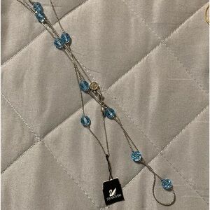 Swarovski blue silver necklace with tag 34 inch